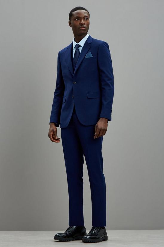 Burton Skinny Fit Navy Textured Suit Jacket 1