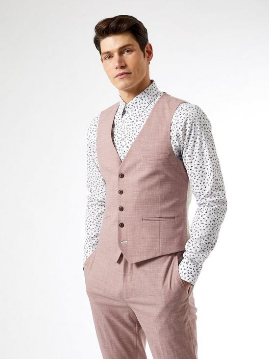 Burton Dusty Pink Marl Skinny Fit Suit Waistcoat 1