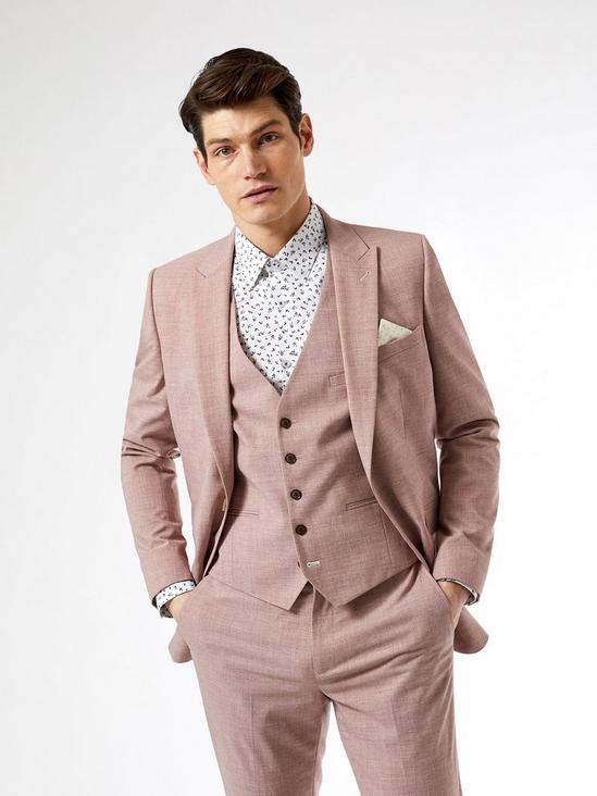 Burton Dusty Pink Marl Skinny Fit Suit Waistcoat 5