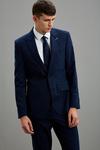 Burton Navy Crosshatch Slim Fit Suit Jacket thumbnail 1