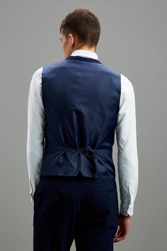Burton Slim Fit Navy Crosshatch Waistcoat 3
