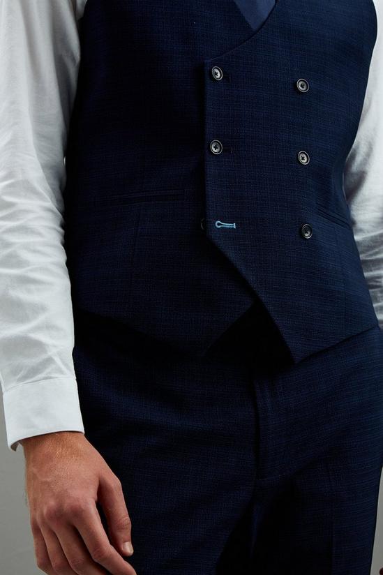 Burton Slim Fit Navy Crosshatch Waistcoat 6