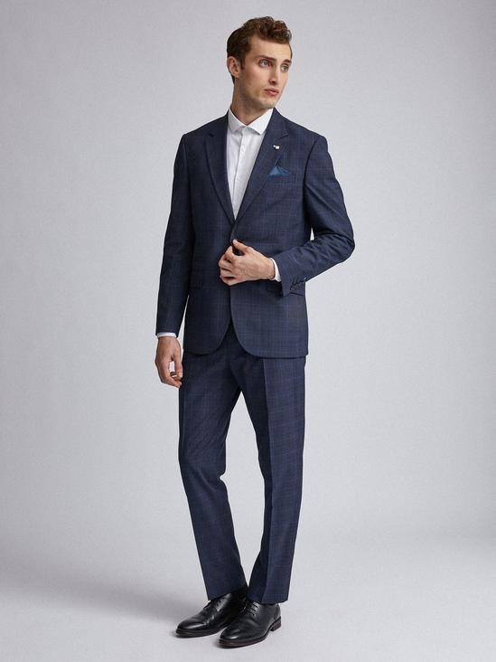 Burton Tailored Fit Navy Tonal Check Suit Jacket 5