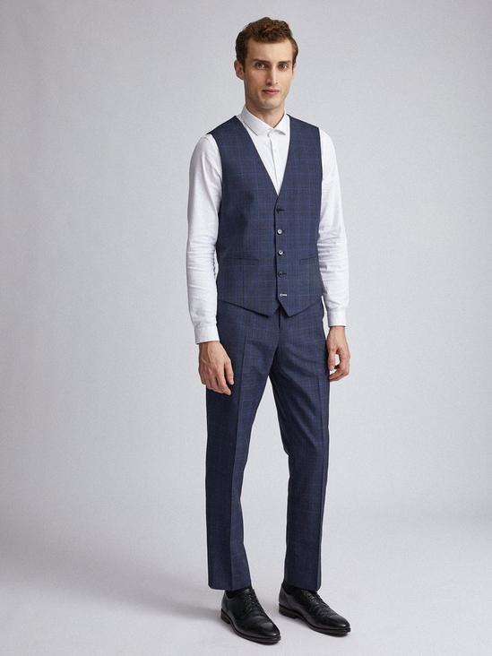 Burton Tailored Fit Navy Tonal Check Suit Trousers 6