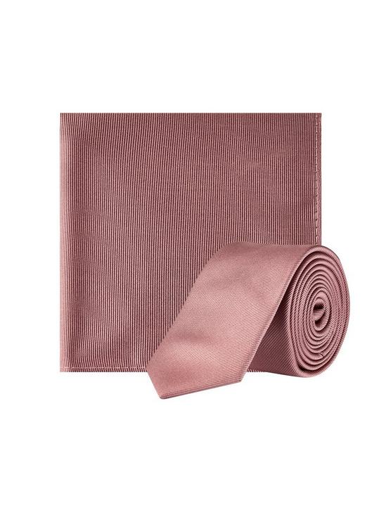 Burton Rose Pink Tie And Matching Pocket Square Set 1