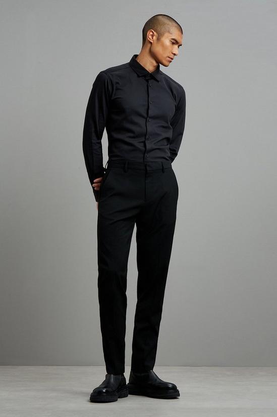 Burton Slim Fit Black Polyester Smart Trousers 1