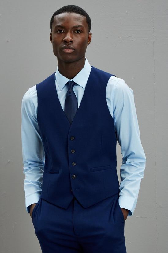Burton Skinny Fit Navy Textured Suit Waistcoat 1