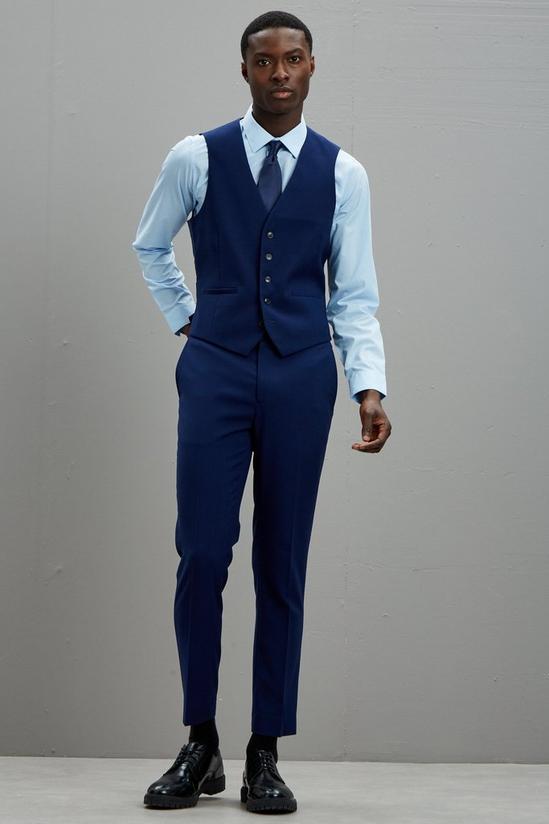 Burton Skinny Fit Navy Textured Suit Waistcoat 2