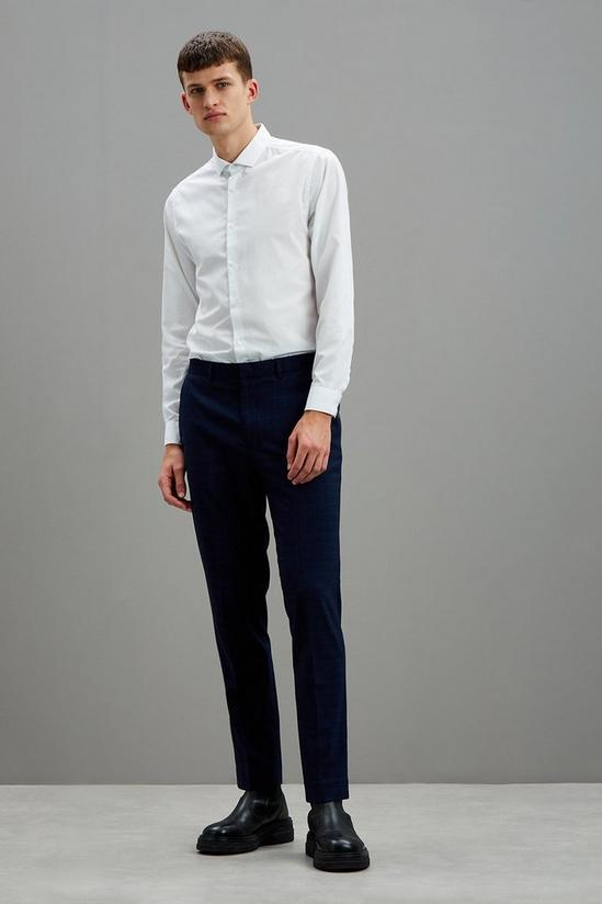 Burton Navy Crosshatch Slim Fit Suit Trousers 1