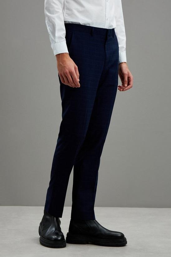 Burton Navy Crosshatch Slim Fit Suit Trousers 2
