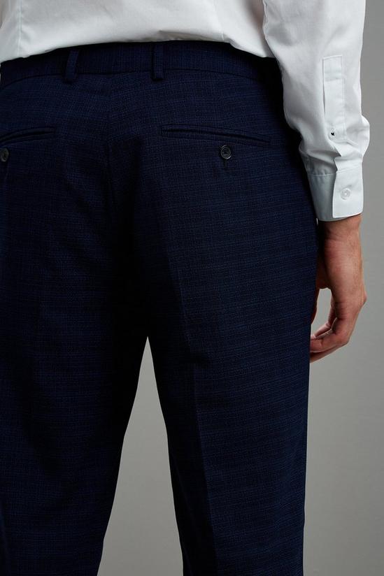 Burton Navy Crosshatch Slim Fit Suit Trousers 4