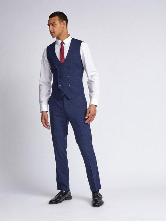 Burton Navy Crosshatch Slim Fit Suit Trousers 5