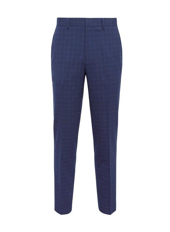 Burton Navy Crosshatch Slim Fit Suit Trousers 6