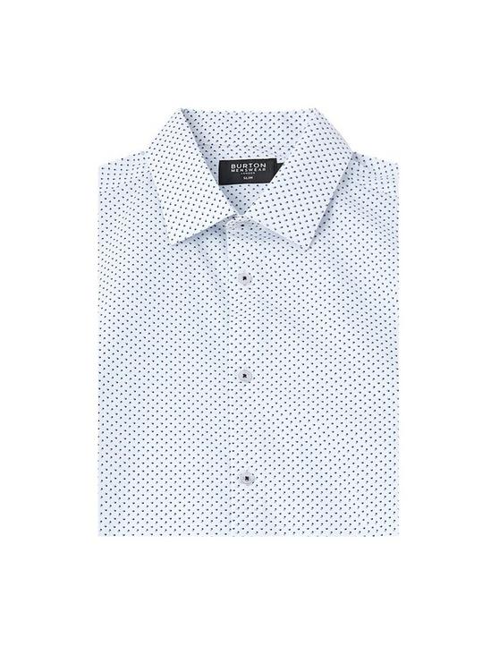 Burton Navy and Blue Slim Fit Spot Print Shirt 1