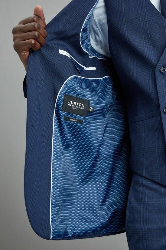 Burton Skinny Fit Navy Highlight Check Suit Jacket 6