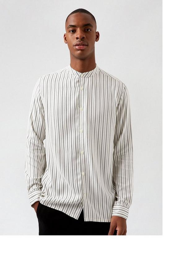 Burton White and Black Striped Viscose Shirt 1