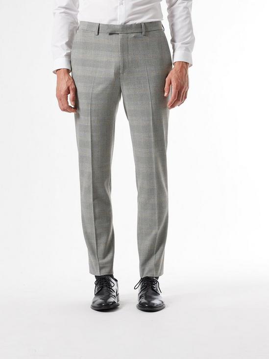 Burton Grey Slim Fit Repreve Check Trousers 2