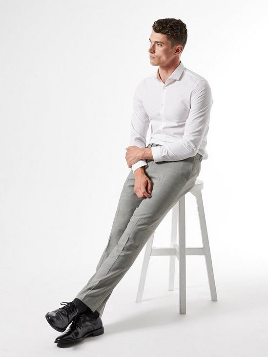 Burton Grey Slim Fit Repreve Check Trousers 3