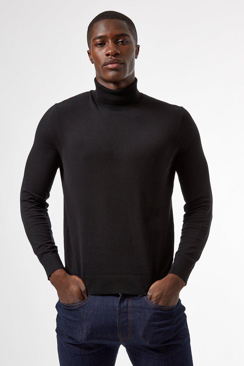 Jumpers Cardigans Black Roll Neck Jumper Burton