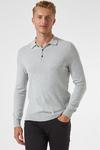 Burton Light Grey Knitted Polo With Cotton thumbnail 1