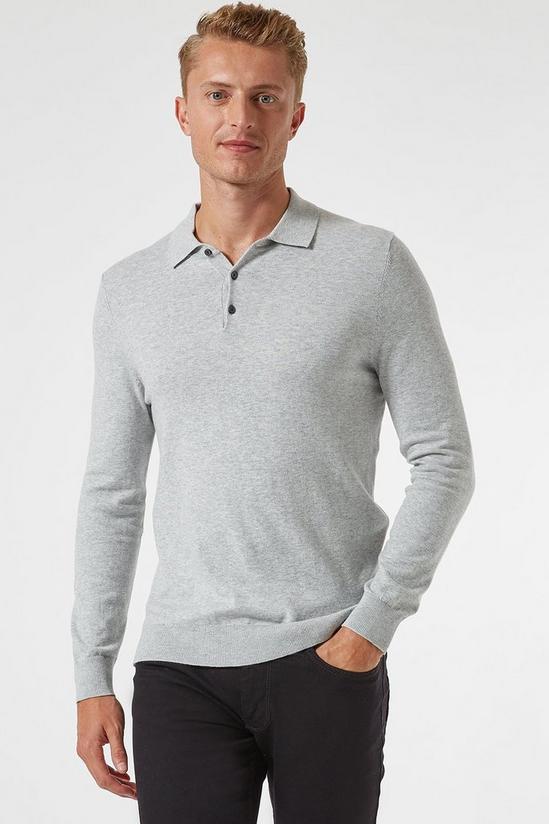 Burton Light Grey Knitted Polo With Cotton 1