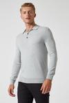 Burton Light Grey Knitted Polo With Cotton thumbnail 3
