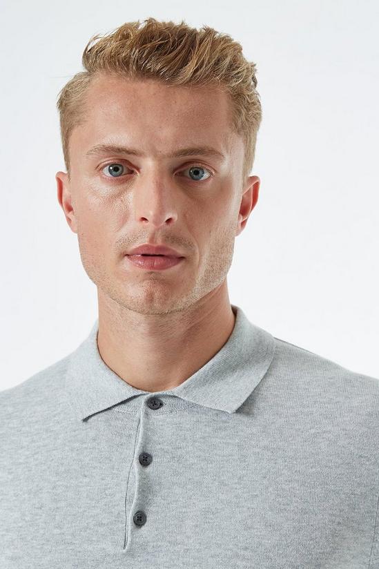 Burton Light Grey Knitted Polo With Cotton 4