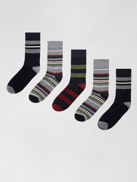 Burton 5 Pack Multi Colour Rugby Stripe Print Socks 1