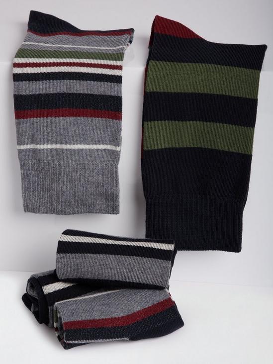Burton 5 Pack Multi Colour Rugby Stripe Print Socks 3