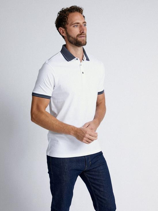 Burton White Jacquard Collar Polo Shirt 1
