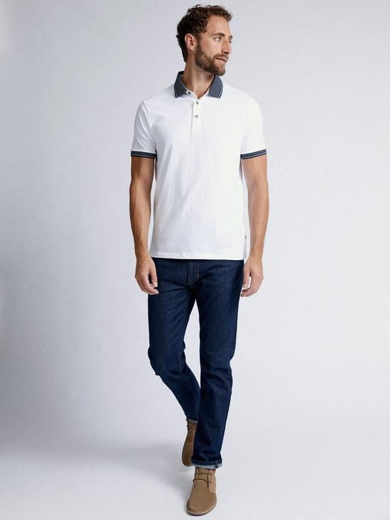 Burton White Jacquard Collar Polo Shirt 2