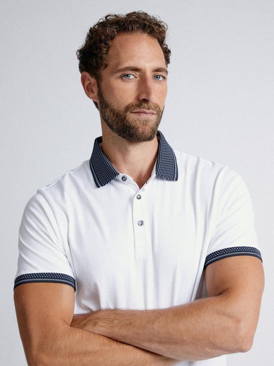 Burton White Jacquard Collar Polo Shirt 4