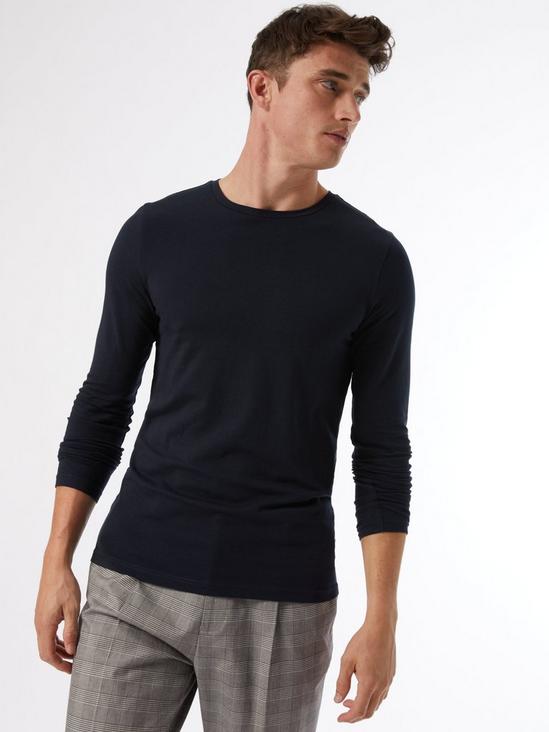 Burton Navy Long Sleeved Muscle Fit T Shirt 2