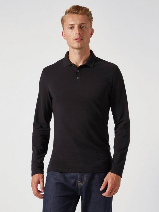 Burton Black Long Sleeved Muscle Fit Polo Shirt 1