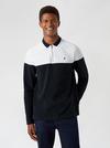 Burton Navy Cut and Sew Embroidered Zip Polo Shirt thumbnail 2