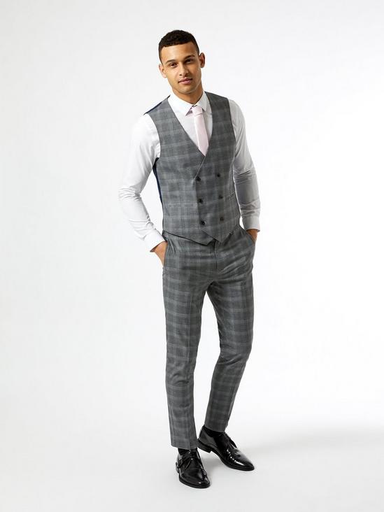 Burton Grey Fine Check Skinny Fit Suit Trousers 6