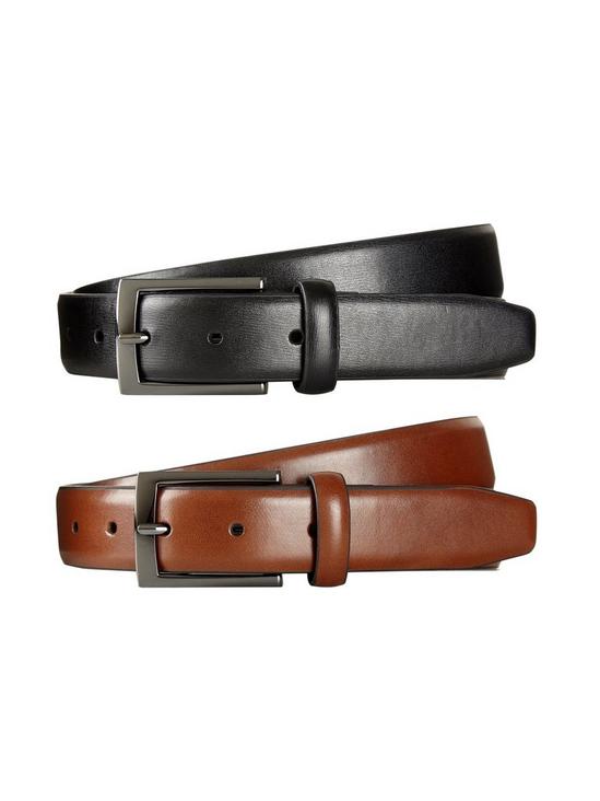 Burton 2 Pack Black and Tan Textured Buckle Belts 1