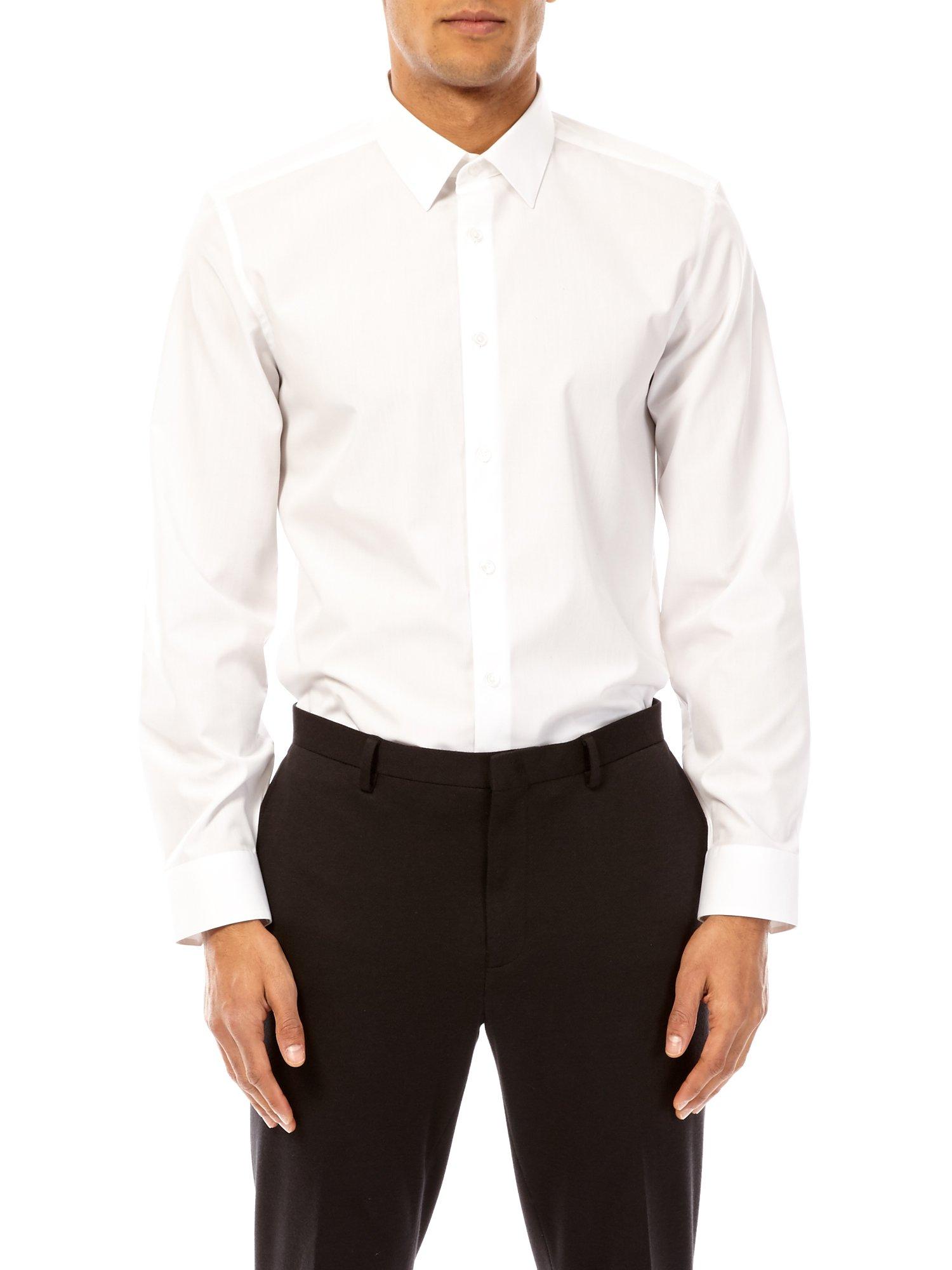 Mens White Tailored Fit Easy Iron Shirt