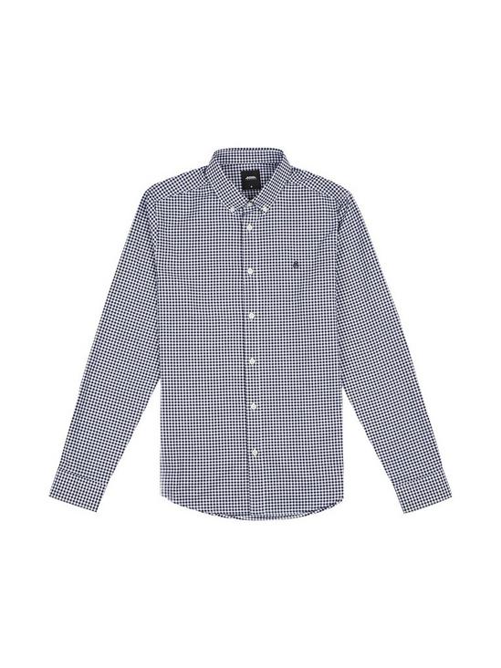 Burton Navy Long Sleeve Gingham Oxford Shirt 2