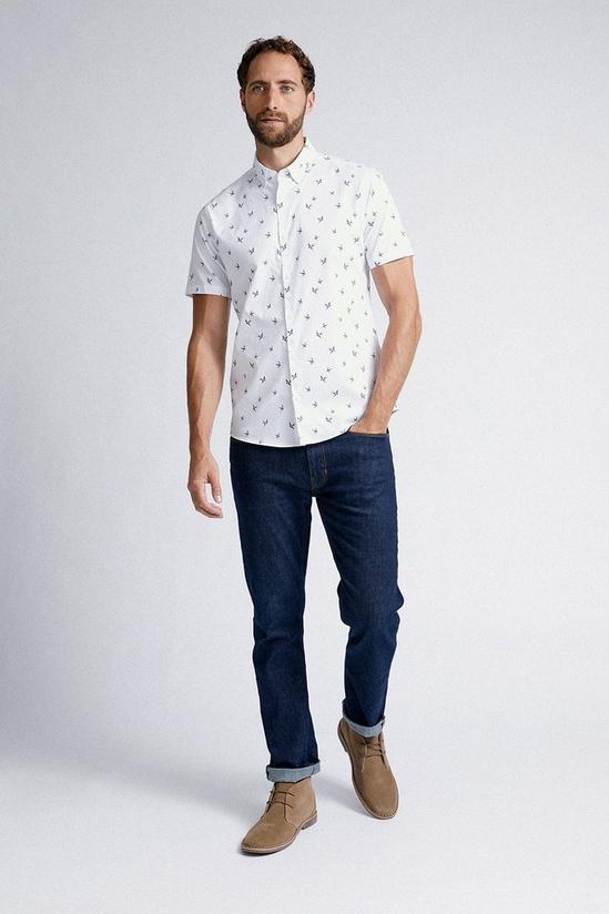 Burton White Slim Fit Short Sleeve Bird Print Shirt 2