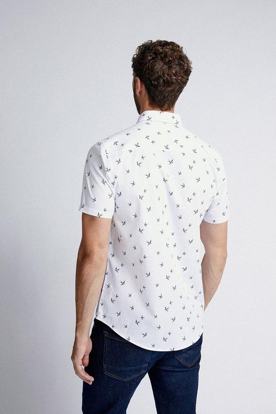 Burton White Slim Fit Short Sleeve Bird Print Shirt 3