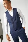 Burton Skinny Fit Navy Highlight Check Suit Waistcoat thumbnail 1