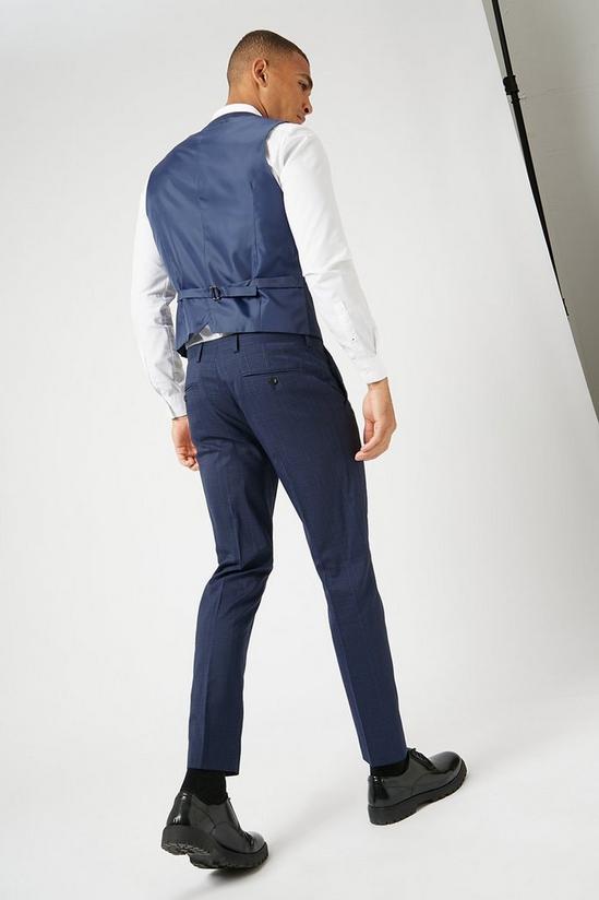 Burton Skinny Fit Navy Highlight Check Suit Waistcoat 3