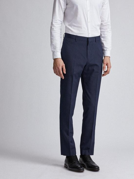 Burton Navy Pinstripe Slim Fit Suit Trousers 1