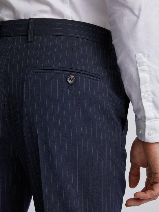 Burton Navy Pinstripe Slim Fit Suit Trousers 4