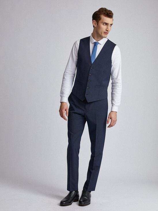 Burton Navy Pinstripe Slim Fit Suit Trousers 5