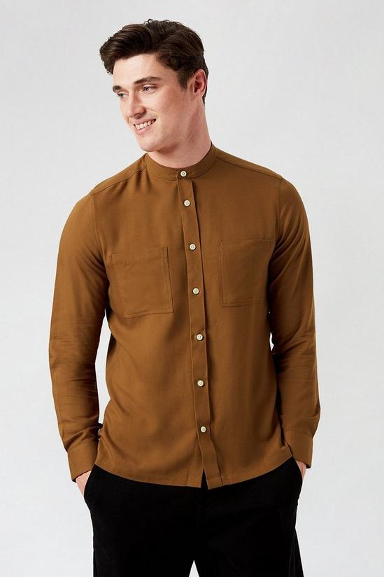 Burton Camel Grandad Collar Shirt 1