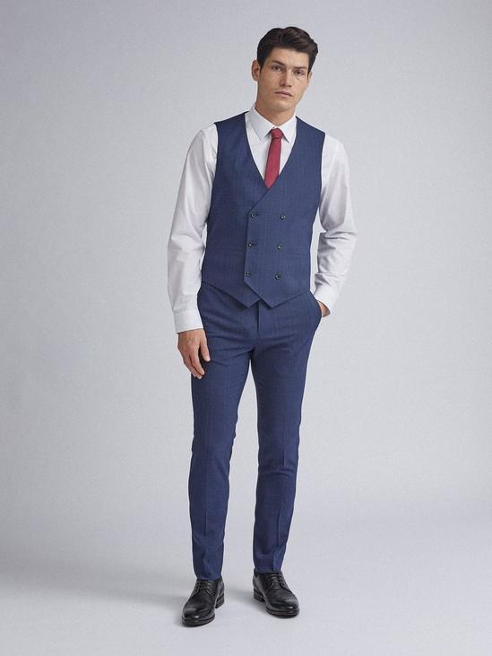 Burton Skinny Fit Navy Highlight Check Suit Trousers 5