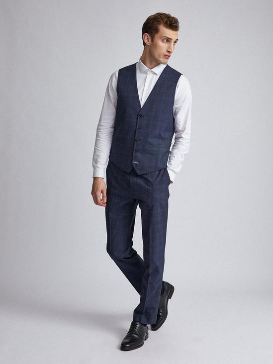 Burton Tailored Fit Navy Tonal Check Suit Waistcoat 3