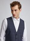 Burton Tailored Fit Navy Tonal Check Suit Waistcoat thumbnail 5